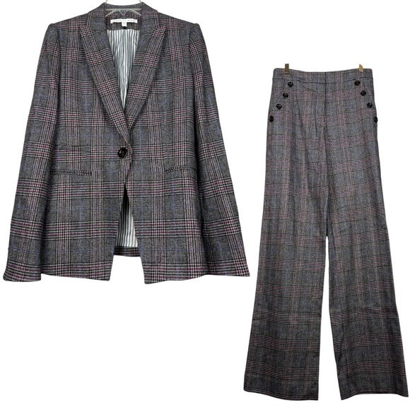 Veronica Beard Jackets & Blazers - Veronica Beard Plaid Wool Brock Blazer Tuli Wide Pants Set